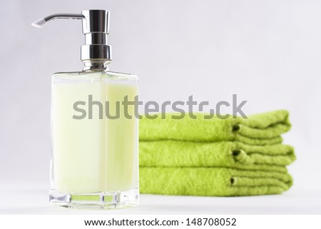 Be clean - fresh and clean - bottle of a green liquid soap
