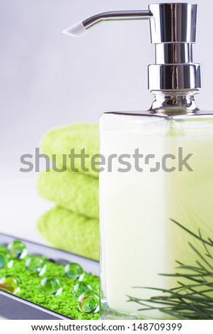 Be clean - fresh and clean - bottle of a green liquid soap