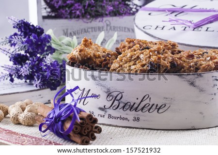 Organic cereal biscuits box placed on a bright background