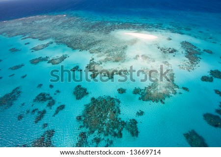 Coral sand cay of Great Barrier Reef, Queensland, Australia