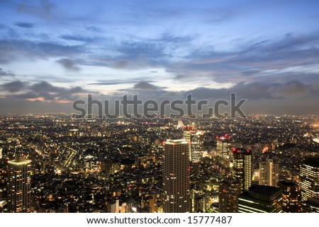 Tokyo by night from above