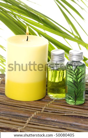 Body relax composition with candle and bamboo leaf ,oil,