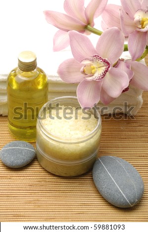 Essential body massage oils in bottles for body care - spa concept