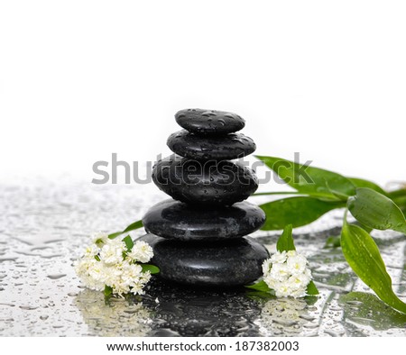 Spa Background with branch flowers and bamboo