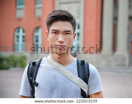 Portrait of college student standing at college