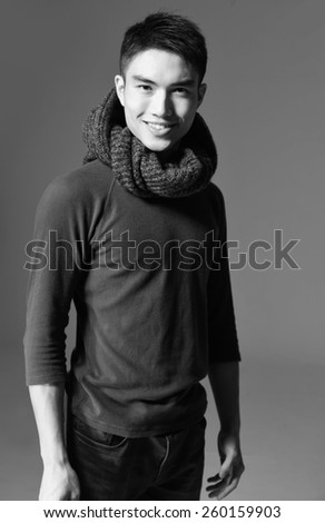 handsome young man-black and white