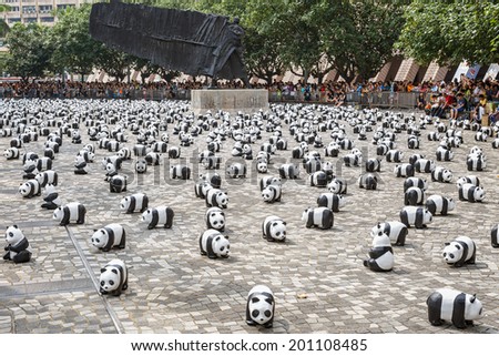 HONG KONG, JUNE 14: 1600 Pandas World Tour in Hong Kong  in Tsim Sha Tsui on 14 June 2014. part of pandas world tour, designed by French artist Paolo Grangeon
