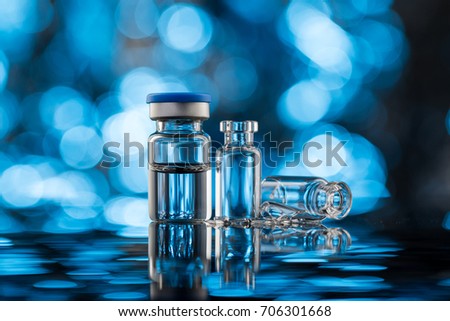 Vials for vaccine injection, to be filled in syringes for medical Treatment.
