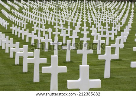 War memorial with white crosses