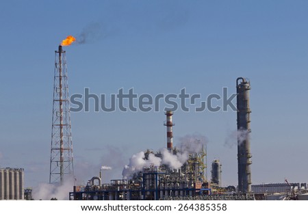 Fire from a gas torch, in the chemical industry