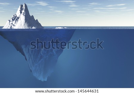 An iceberg with visible underwater surface