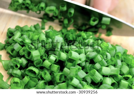 Chopped spring onions as a background