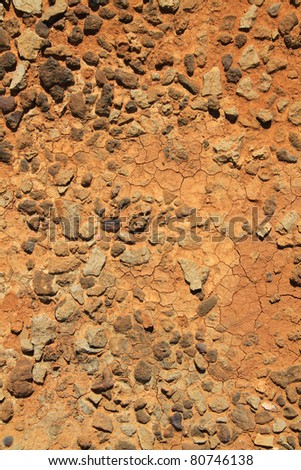 Texture of red dirt soil field