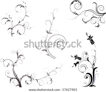 stock vector Floral silhouette element for design vector tattoo