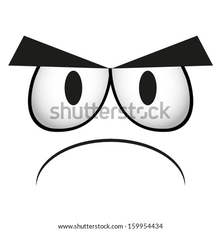 A Vector Cute Cartoon White Angry Face
