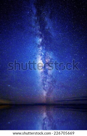 Wide field long exposure photo of the Milky Way.
