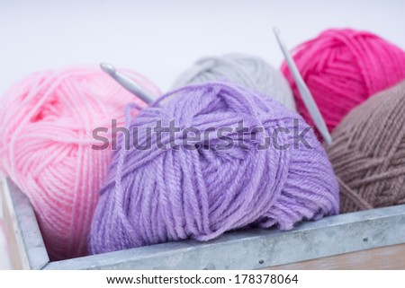 Knitting and crochet equipment isolated on white background