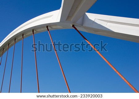 Detail of Barqueta bridge of Seville. It was constructed from 1989-1992 to provide access to the Expo \'92 fair.