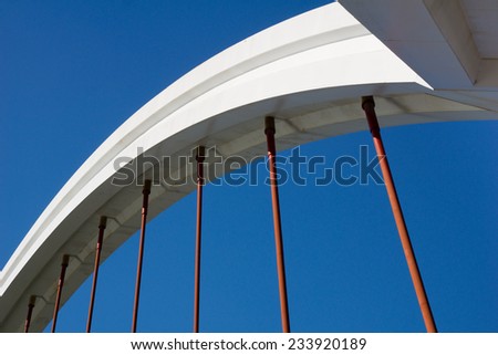 Detail of Barqueta bridge of Seville. It was constructed from 1989-1992 to provide access to the Expo \'92 fair.