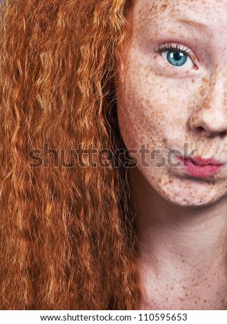 Cute freckled red haired girl
