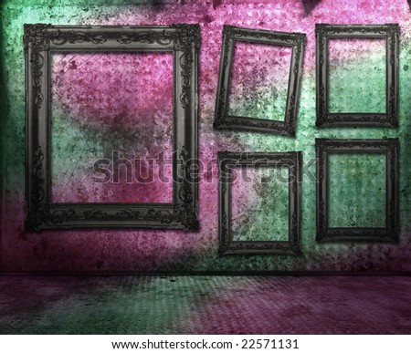 Grungy interior, frames on the wall, similar available in my portfolio