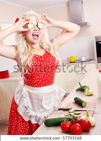 Crazy housewife is having fun in the kitchen, similar available in my portfolio