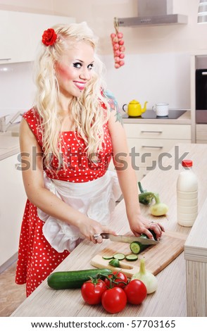 Cheerful housewife preparing food, similar available in my portfolio