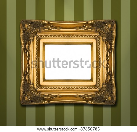 Ornamental gold frame on a stripy wallpaper, similar available in my portfolio