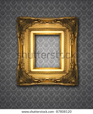 Ornamental gold frame on damask wallpaper, similar available in my portfolio