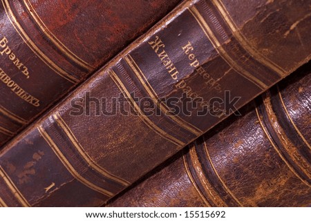 Old books in diagonal row