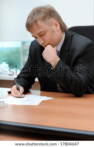 office manager signing the document