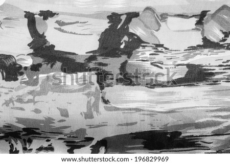 monochrome black and white abstract drawing on textile fabric for the textured backgrounds