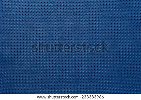 texture of leather fabric with outer side for pure backgrounds of blue color with the punched openings