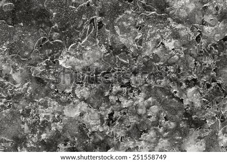the ice textured surface of the frozen water for empty abstract backgrounds of black color