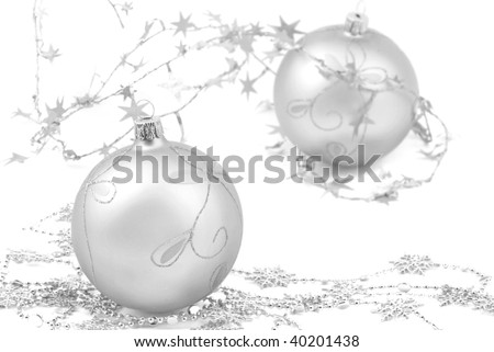 silver christmas balls isolated on white background