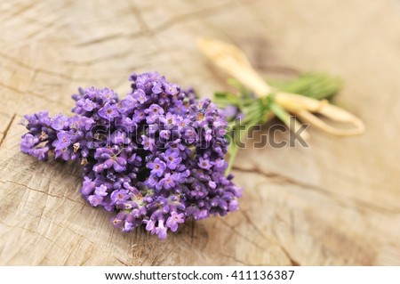 Lavender. Lavender -  bunch of lavender flowers on a wooden background. Lavender, lavender, lavender flower. Lavender bunch. Lavender aromatic. Lavender. Lavender. Lavender herb. Copy space.
