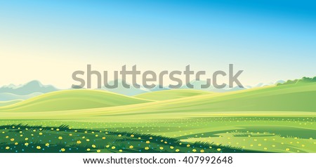 Summer landscape. Summer mountain landscape, vector illustration. It can be used as background.