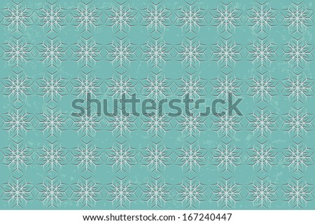 turquoise background with snowflakes.