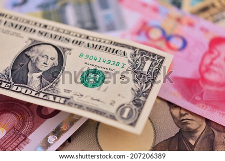 us dollar, chinese yuan, euro money,japanese yen,