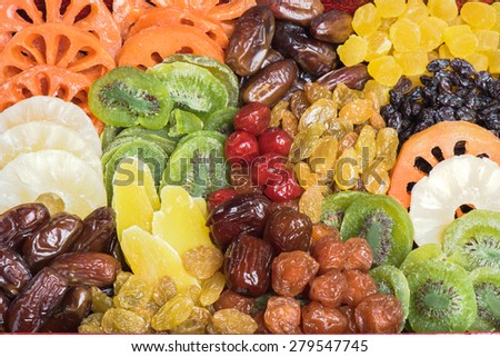 Group of dried fruits background