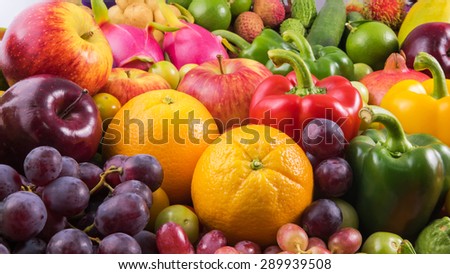 Close-up Orange fruits and vegetables