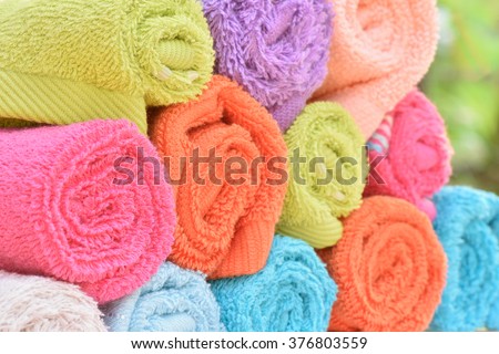 Closeup multicolor towels