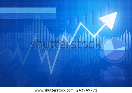 Financial and business chart and graphs with arrow head