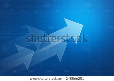 Arrow on financial graph and chart for business background, blue tone