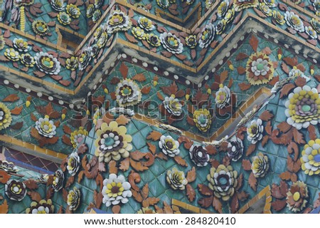 Tile Art of Thai Pagoda at Grand Palace,Bangkok,Thai land.
