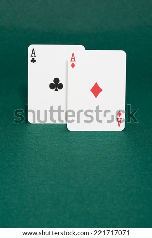 Closeup of pocket aces the best starting hand in hold\'em poker also called rockets and bullets and american airlines