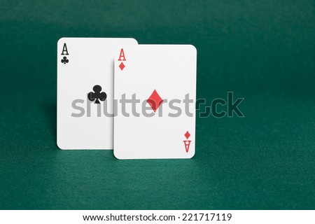 Closeup of pocket aces the best starting hand in hold\'em poker also called rockets and bullets and american airlines in horizontal view