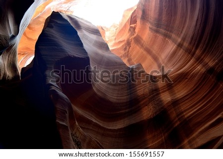 An abstract and enigmatic rendition at the Upper Antelope Canyon, Navajo Land, Arizona, USA