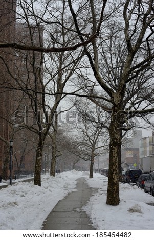 NEW YORK, USA - FEB 15:New York bore the brunt of bad weather in February snow storms with roads, cars and public transport severely stressed on  FEBRUARY 15, 2014 in NEW YORK, USA