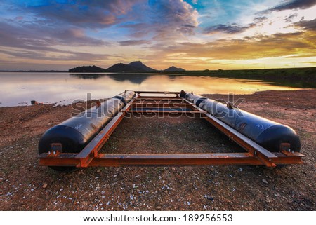 Iron rods on a dam to store water in the form of Thailand.